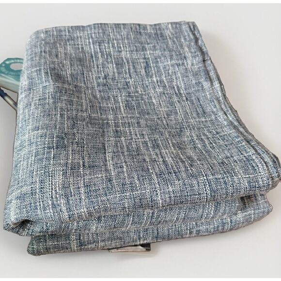 At Home Blue Textured Linen Look Curtain Panels 84”x37” Tab Top Set of 2 - Picture 10 of 12